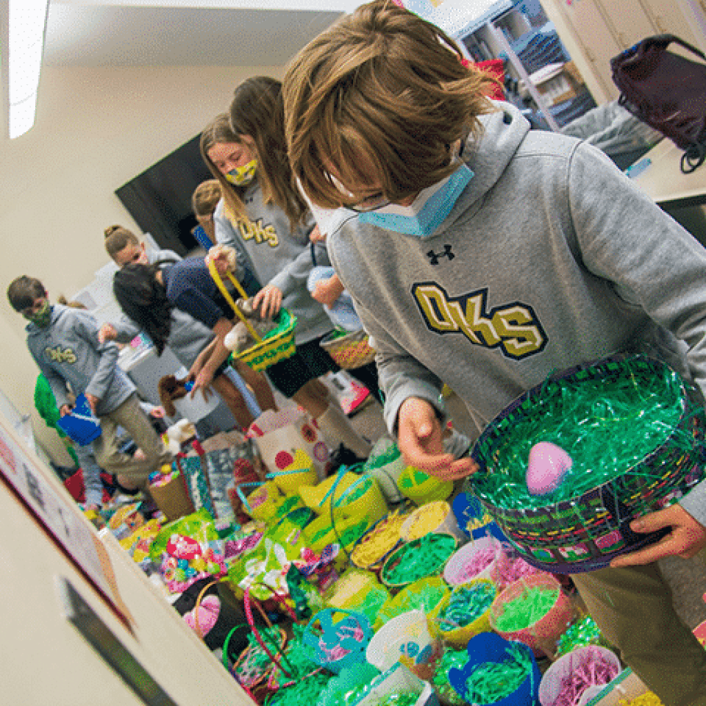 Oak Knoll Students Assemble Easter Baskets for Children in Need