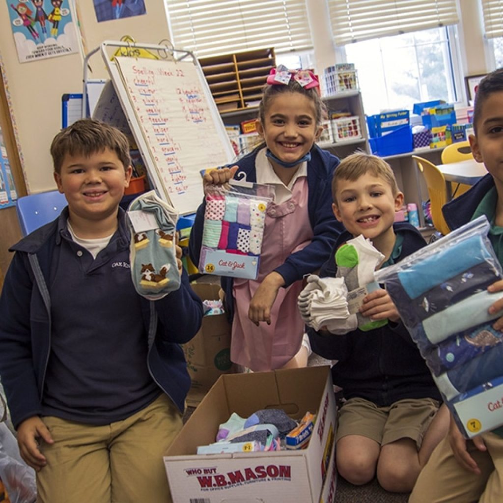 Students at Oak Knoll School of the Holy Child's PK-6 coeducational Lower School are collecting donations for those in Poland trying to escape the violence and conflict in Ukraine.  