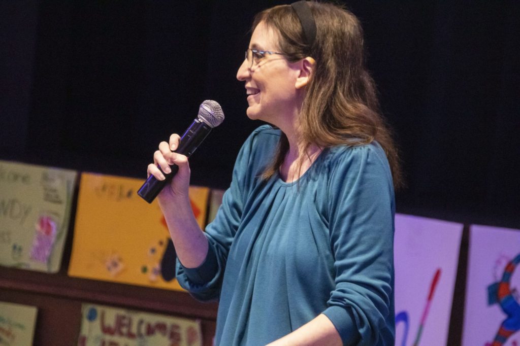 Author Day at Oak Knoll marked its second decade as a Lower School tradition. ALA Book Award Winner Wendy Mass spoke to and answered questions from students in grades three to six.